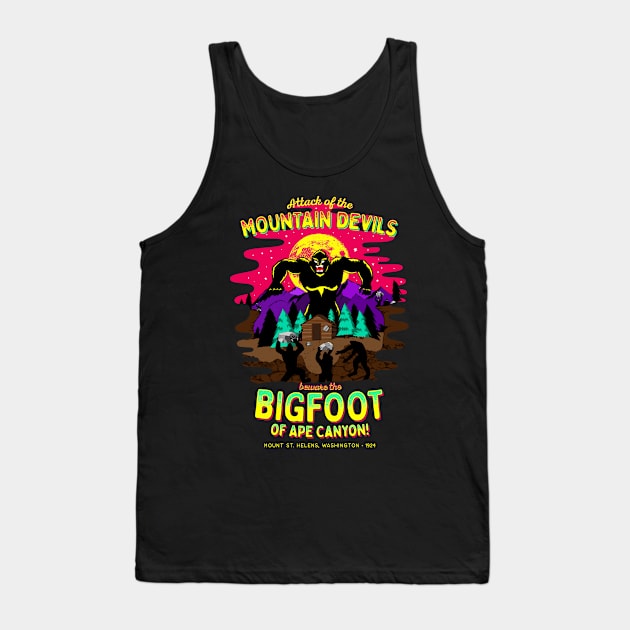 Bigfoot Battle of Ape Canyon Mt St Helens 1924 Retro Cryptid Tank Top by Strangeology